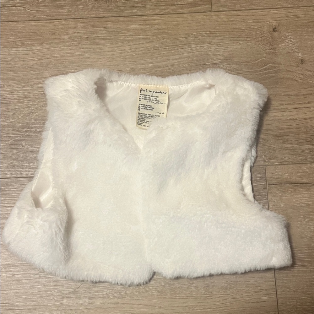 First Impressions Ivory Faux Fur Vest